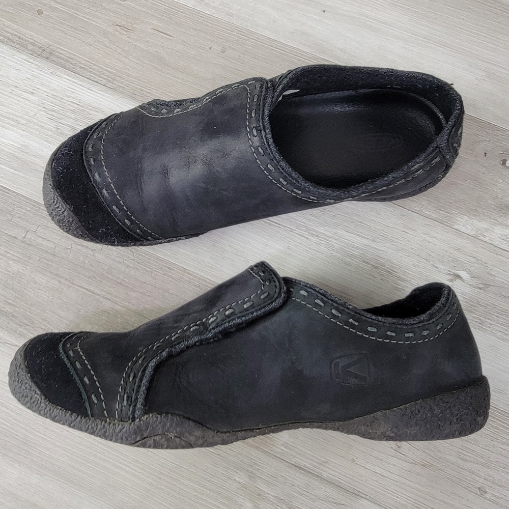 Keen Midori Black Leather Slip On Monk Loafer Shoe Women's Size 8½ - Picture 11 of 15